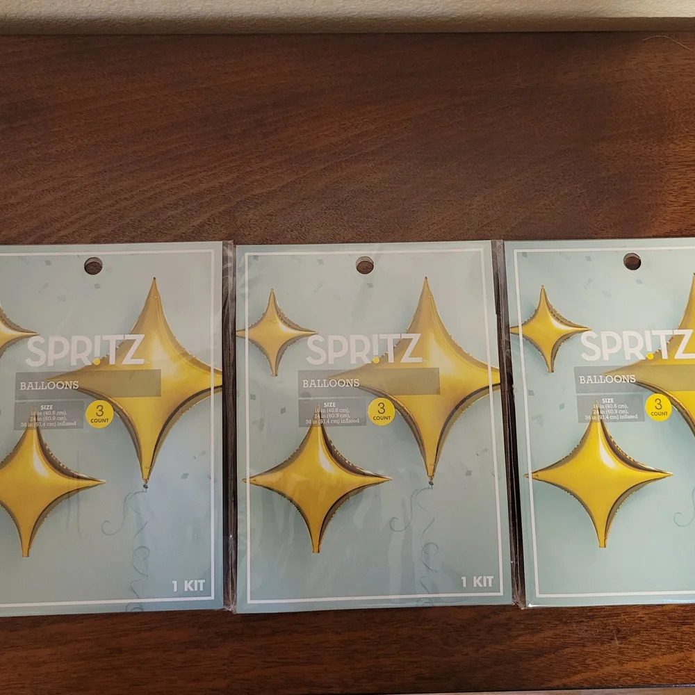 Spritz Gold Star Balloons Kit - 3 Kits Included